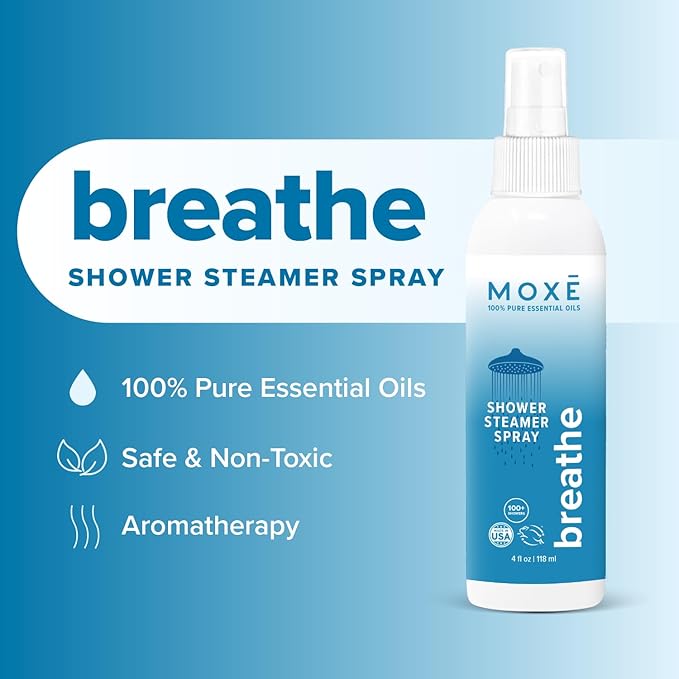 MOXE Shower Steamer Spray, Essential Oils, Natural Sleep Aromatherapy, Made in USA (Breathe & Dream, 4 Ounces, 2 Pack)