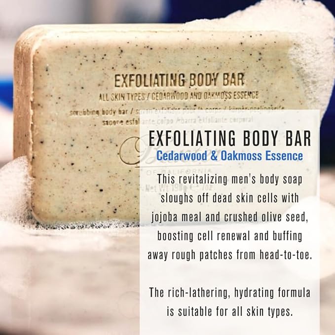 Baxter of California Men's Exoliating Body Bar Soap for Men, Cedarwood and Oak Moss Essence, 8 oz, Holiday Gift Guide, No Color, Cedar Wood & Oakmoss, 7 Oz