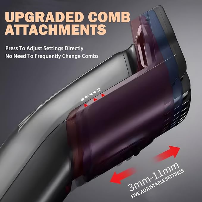 HTC Professional Hair Trimmer, Precision Alloy Steel Blade Hair Clippers, Type-C Fast Charging, 5 Adjustable Settings, Rechargeable