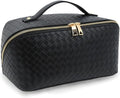 Travel Makeup Bag – Large Cosmetic Organizer with Waterproof PU Leather, Smooth Double Zipper & Tear-Resistant Lining, Toiletry Pouch for Women (Black)