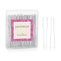 U Shaped Hair Pins Silver, Bun Bobby Hairpin for Women Long Large White Ballet Dance Wedding Box Container 2.4in 100 pcs