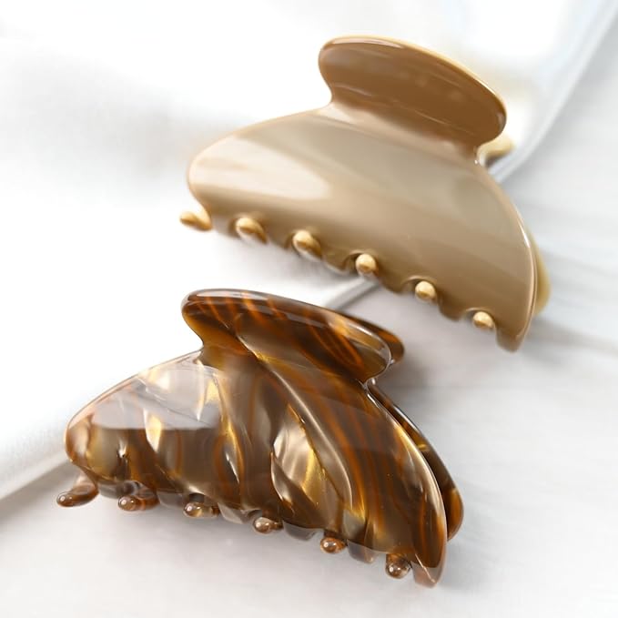 Handmade Celluloid Acetate French Design Barrettes Tortoise Shell Claws Hair Claw Luxury Fashion Accessories Hair Clip for Women (marble coffee)