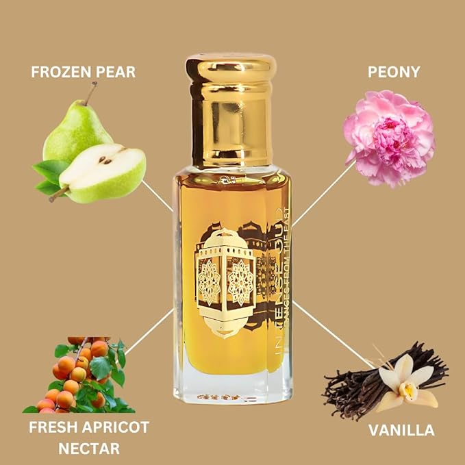 INTENSE OUD Crushed Long Lasting Arabian Perfume Oils for Women 12ML - Fragrance Oil with Frozen Pear, Peony & Apricot, Finished with Vanilla & Musk - Concentrated Perfume Oil in Black Gift Box