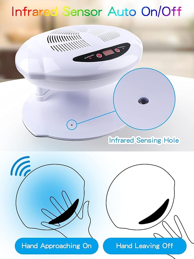 Kalolary Nail Lamp, 400W Air Nail Dryer Nail Fan Hair Dryer for Hands and Feet Nail Polish Automatic Sensor Warm Cool Breeze Use at Home and Salon(White)