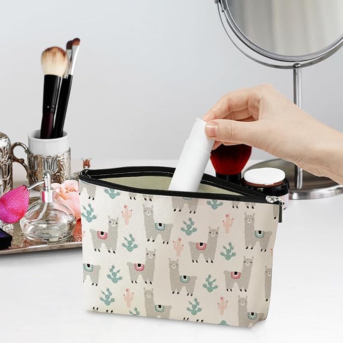 jeilink Cute Llamas Makeup Bag Alpaca Llama Gifts Funny Llama Stuff Decor for Llamas Lover Christmas Birthday Gifts for Women Animal Lovers Girl Daughter Best Friend BFF Niece Sister Toiletry Bag