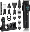 5-in-1 Electric Beard Trimmer Body Hair Trimmer Kit, Professional Cordless Hair Clippers for Men Rechargeable, IPX7 Waterproof Mens Grooming Kit for Face, Mustache, Body, Nose, Gifts for Men (Black)
