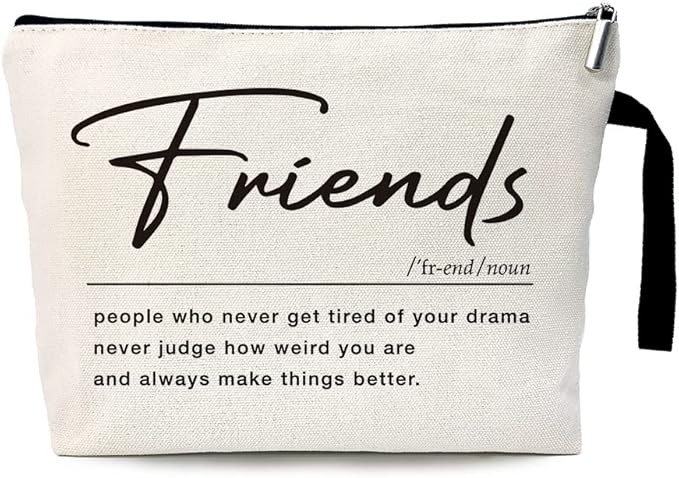 ZHANTUONE Friend Definition Noun Funny Friendship Cosmetic Bag, for Travel Toiletry Zipper Storage Pouch Makeup Bag, Gifts for Friends Coworker Bestie, Birthday Appreciation Gifts for Friend