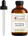 Greenwood Essential Pure Nutmeg Essential Oil (Myristica fragrans) with Glass Dropper Steam Distilled 120ml (4 oz)