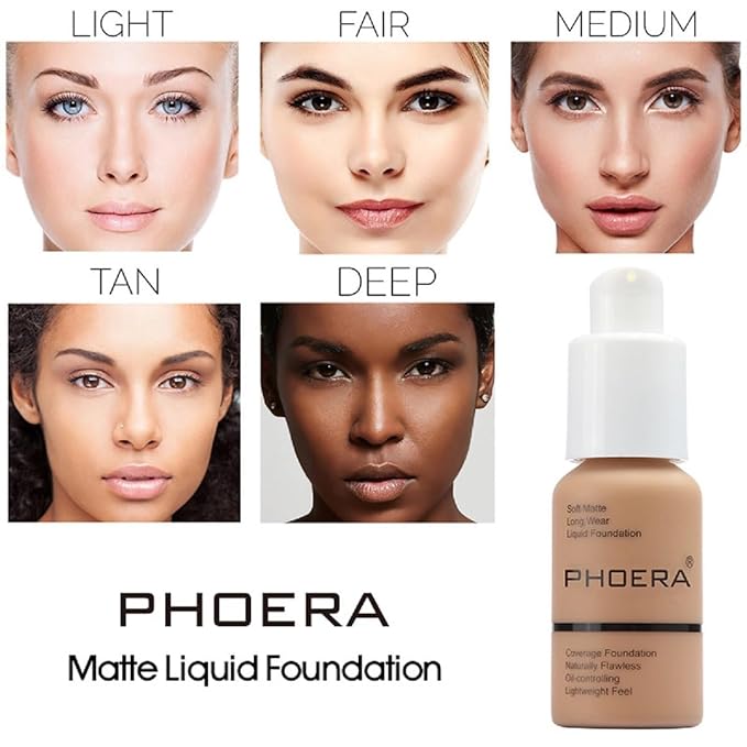 PHOERA Foundation,Matte Oil Control Concealer Cream,Long Lasting Waterproof Makeup,Full Coverage Foundation (101 Porcelain)