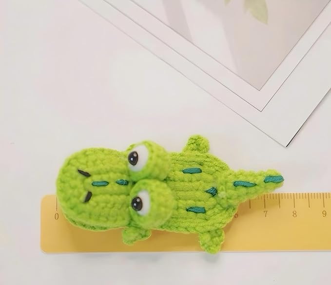 Crochet Knitting Hair Clip for Girls/Daughter, Gift for Her Birthday, Finished Handmade Wool Knitted Green Crocodile