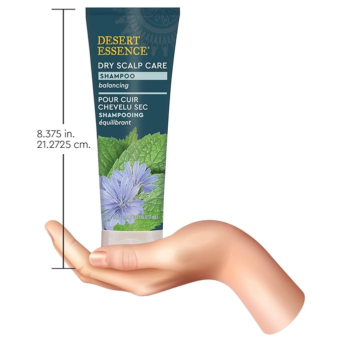 Desert Essence Dry Scalp Care Shampoo, Cleanse and Hydrate Hair and Scalp, Fights Flakes, Improves Hair Volume, Strength and Texture, 8 Fl. Oz. Bottle