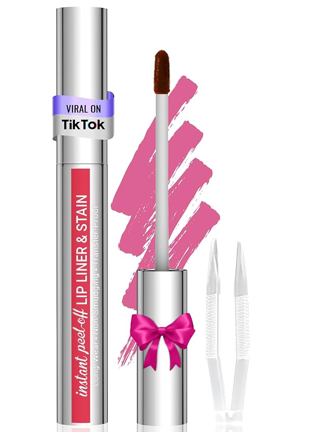 Vevivia Lip Stain - Lip Liner Stain, Long Lasting Peel Off Lip Stain, Natural Peel Off Lip Liner Stain with Tweezer, Easy to Use, Waterproof, Smudge-proof, Transfer-proof, Mauve