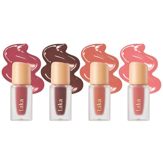 Laka Fruity Glam Lip Tint Mini Best Sellers, #122 Rosy Rose, #121 Ash Nut, #125 Mango, #126 Lucy