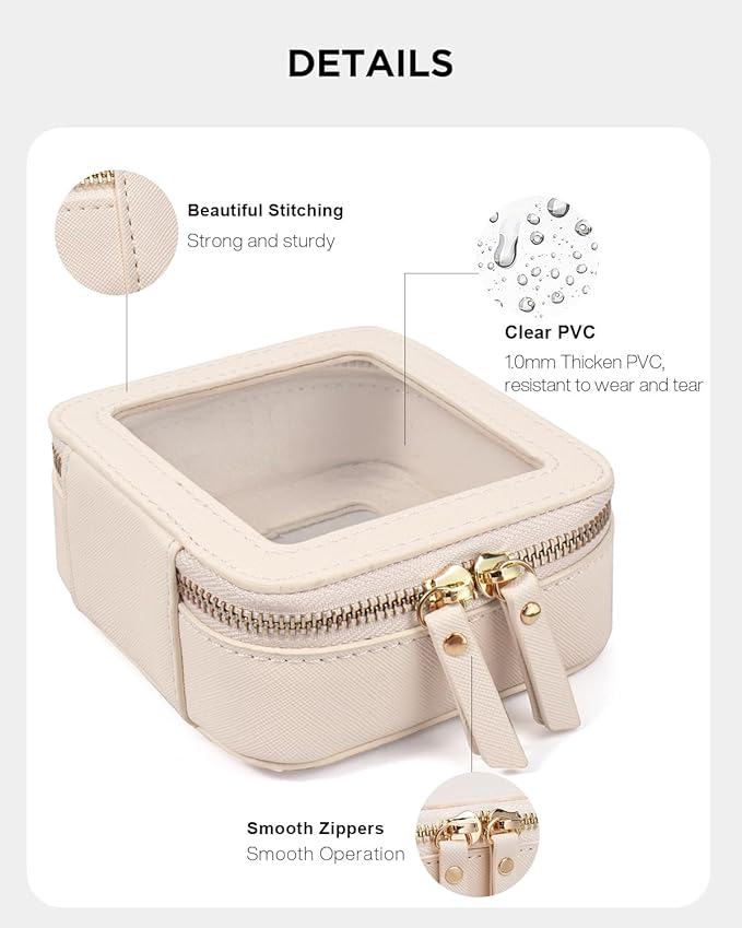 LETGO Clear Makeup Bags Set - TSA Approved Toiletry Bag with Handle Large Opening, Clear Toiletry Bags Case Pouch for Traveling Travel Car Orangizer Storage Essentials(Mini+Large Beige)