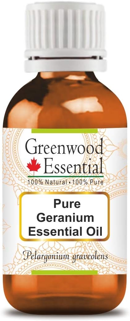 Greenwood Essential Pure Geranium Essential Oil (Pelargonium graveolens Steam Distilled 5ml (0.16 oz)