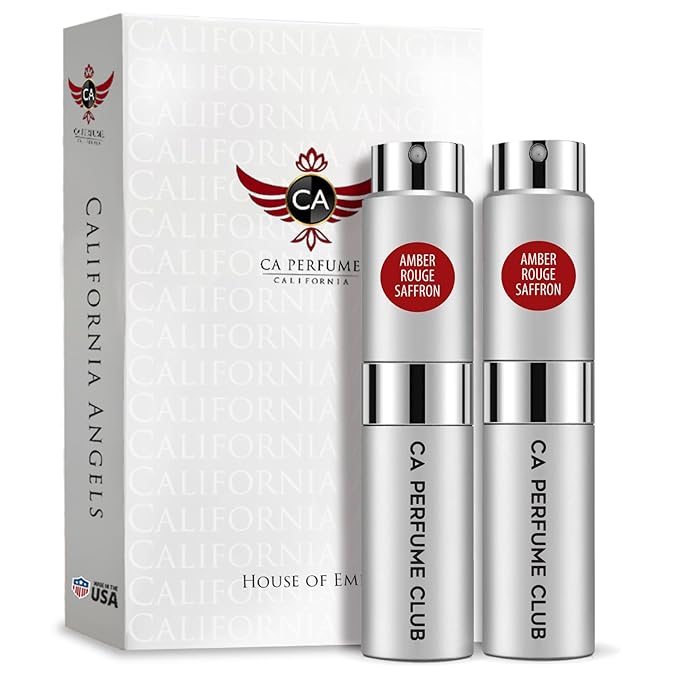 CA Perfume Amber Rouge Saffron For Women, Men Refillable Atomizer Spray 0.27 Fl Oz-X2