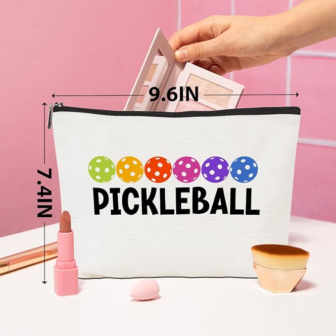 Pickleball Gifts Makeup Bag Accessories Cosmetic Bag Zipper Pouch Pickleball Lover Gifts for Girls Women Fans Player Coach Colleague Christmas Birthday Gifts