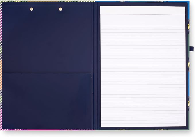 Kate Spade New York Clipboard Folio with Low Profile Clip, Professional Padfolio Includes Lined Notepad, Pen Loop, and Pocket, Grand Plaid Duo