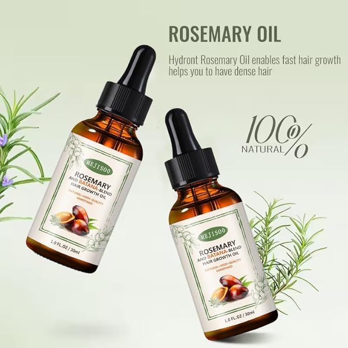 2 Pack Organic Batana Rosemary Oil for Hair Growth & Anti-Hair Loss, 2PCS 1 fl oz Natural DHT Blocker Scalp Treatment for Thinning Hair, Nourishing Dry Scalp & Strengthening Follicles