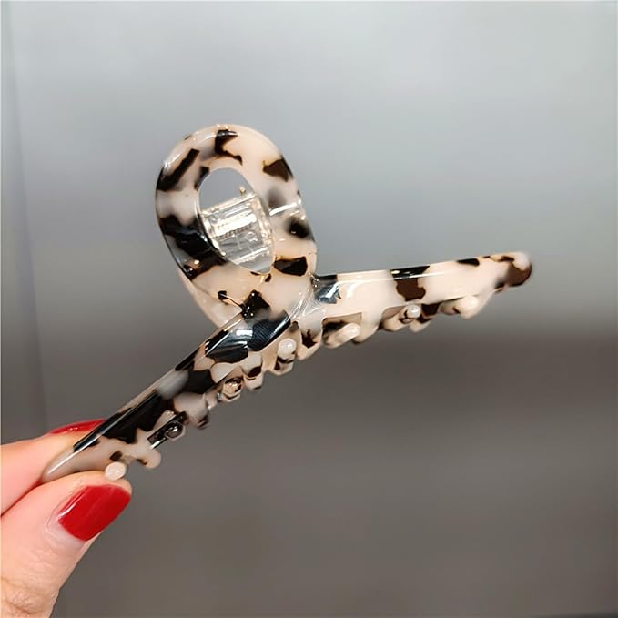 SINIDE Cellulose Acetate Hair Claw Clips for Women, Large Tortoiseshell Hair Clips No Slip Big Hair Jaw French Design Hair Barrettes Grip Leopard Print Clamps Hair Accessories for Ladies (3 Pack)