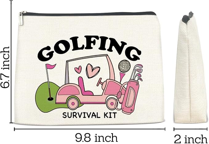 Golf Gifts Makeup Bag for Women, Inspirational Gifts for Golfers Friendship Birthday Golf Lover Gift for Her Female Friend Cosmetic Bag with Zipper Travel Toiletry Pouch for Purse