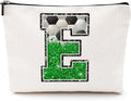 Soccer Gifts Initial Makeup Bag Monogrammed Cosmetic Bag Letter E Zipper Pouch Soccer Accessories for Girls Women Player Coach Friend Stuff Graduation Birthday Gifts