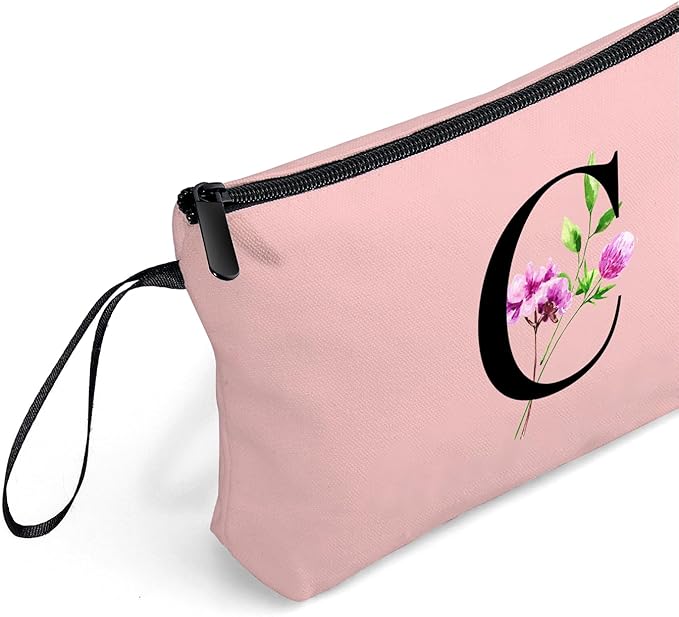 Birthday Thank You Appreciation Monogrammed Gifts for Mom Aunt Teacher Sister Friend Coworkers Bride Bridesmaid Makeup Cosmetic Bag with Mirror Mothers Day Christmas Graduation C