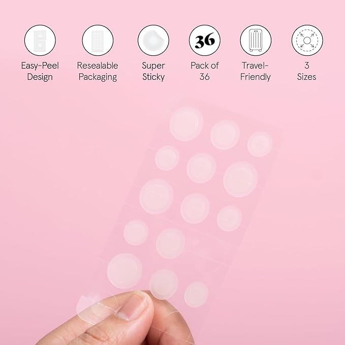 grace & stella Award Winning Multi-Size Pimple Patches for Face - Dermatologist Tested Acne Patches for Face - Hydrocolloid Patch for Breakouts, Whiteheads - Vegan Pimple Patch (Clear, 36 Pack)