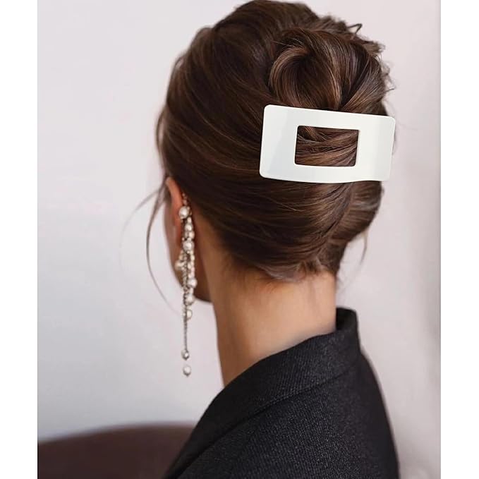 Velscrun Flat Hair Clips for Women Girls, Matte Lay Flat Claw Clips, Strong Hold Large Side Hair Clip All Hair Types, French Duck Billed Non Slip Grip Daily Styling Hair Jaw Claw Clip Navy Blue