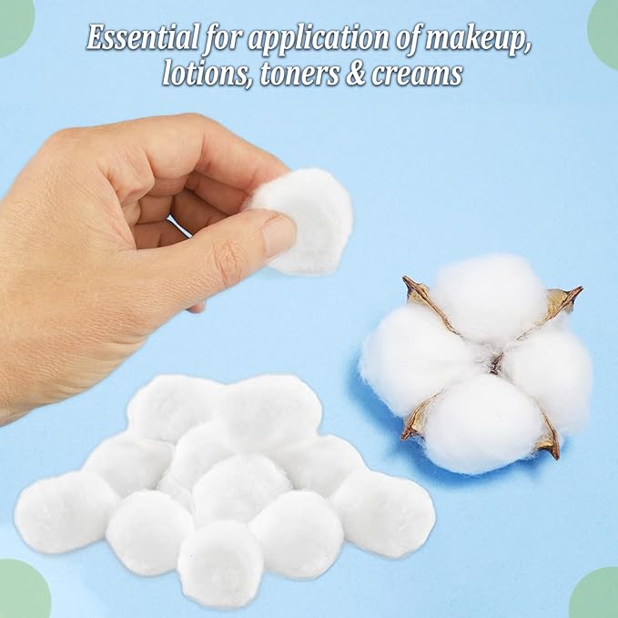Cotton Balls for Facial Treatments, Nails and Make-Up Removal, Applying Tonics & Cleansers, Multi-Purpose Soft Natural Cotton Balls (Large 100 Count)