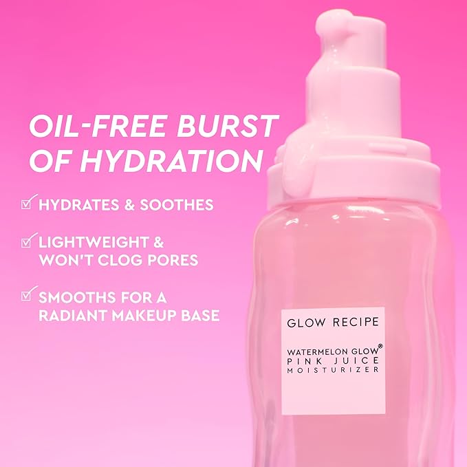 Glow Recipe Pink Juice Water Gel Face Moisturizer for Women, Men & Teens - Hydrating Hyaluronic Acid, Radiance Boosting, Non-Comedogenic, Oil-Free, Long-Lasting Korean Skin Care for Oily Skin (50ml)