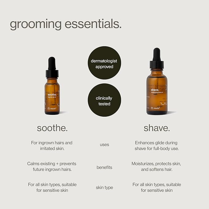 Maude Soothe - Ingrown Hair Treatment & After Shave Oil - Post Shave Skin Care for Legs, Underarms & Sensitive Areas - Safe for Sensitive Skin & Dermatologist Approved (0.5 oz)