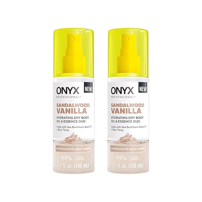 Onyx Professional Hydrating Dry Body Oil & Essence Duo, Sandalwood Vanilla, 3.7 fl oz, 2pk
