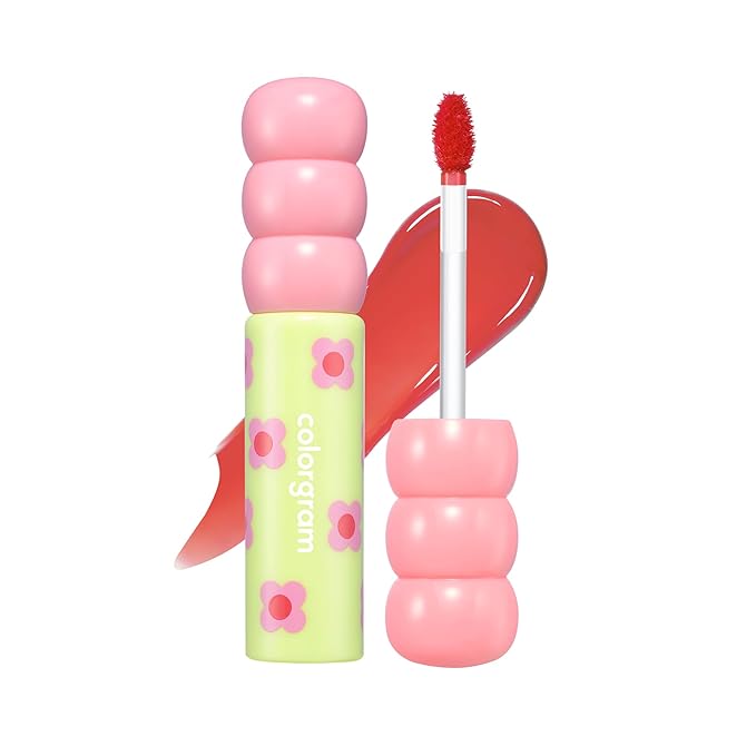 COLORGRAM Fruity Glass Tint 02 Dewy Grapefruit | Korean Long Lasting & Waterproof Lip Stain | Glossy Lip Gloss with Subtle Orange Shade | Buildable, Blendable, Moisturizing, Non-Sticky | 0.11 Oz