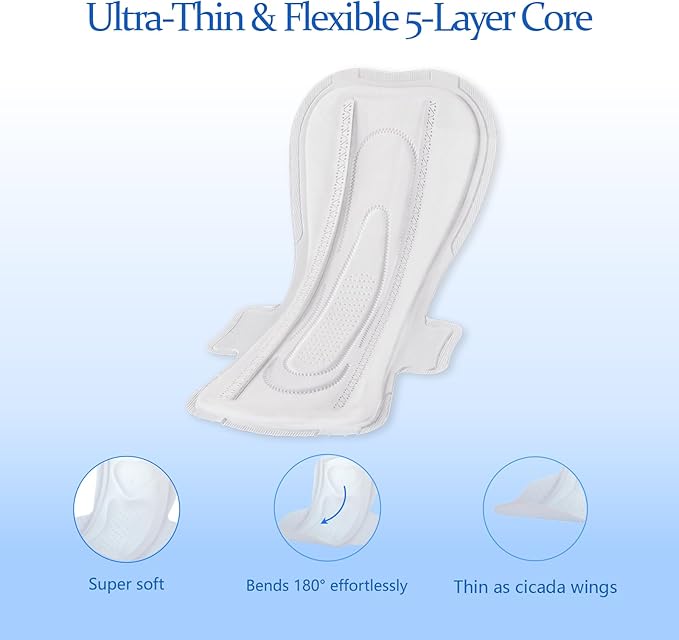 MODAL Heavy Flow Pads for Women Overnight, Unscented Sanitary Pads for Period with Wings, 14.1 Inch(360 mm), Overnight, 20 Count