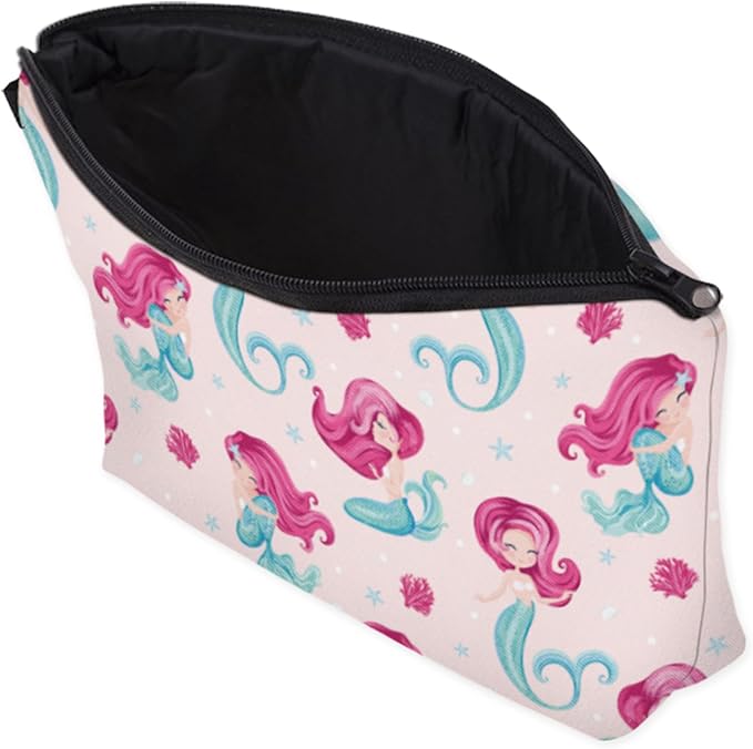 Cute Travel Makeup Bag Cosmetic Bag Small Pouch Gift for Women (Pink Mermaid)