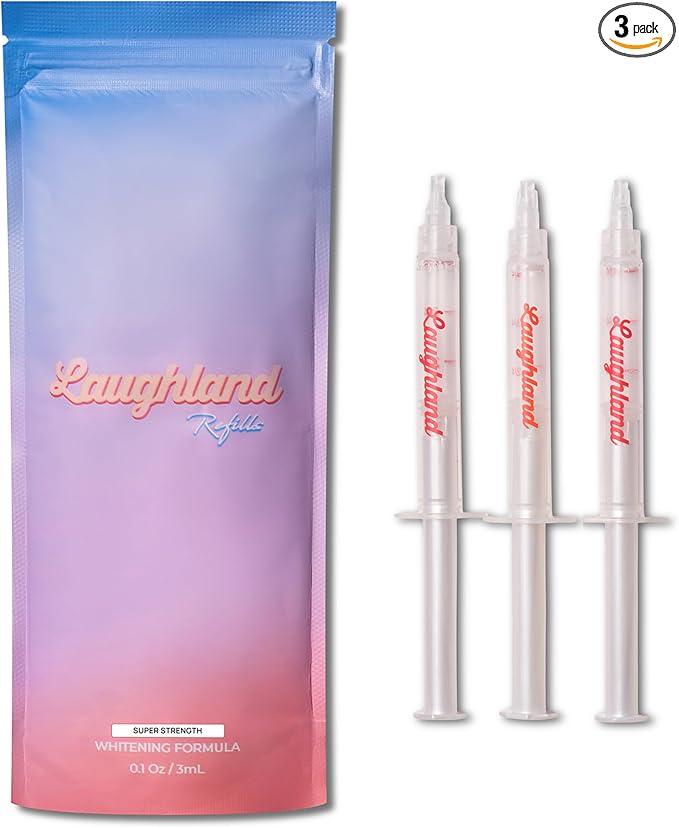 Laughland Super Strength Teeth Whitening Gel 3 Pack, Tooth Whitener, 11% Hydrogen Peroxide, Glycerin, Aloe Vera & Mint, at Home Dental Care, Travel Friendly, 6 Treatments