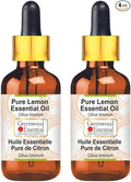 Greenwood Essential Pure Lemon Essential Oil (Citrus limonum) with Glass Dropper Steam Distilled (Pack of Two) 100ml X 2 (6.76 oz)