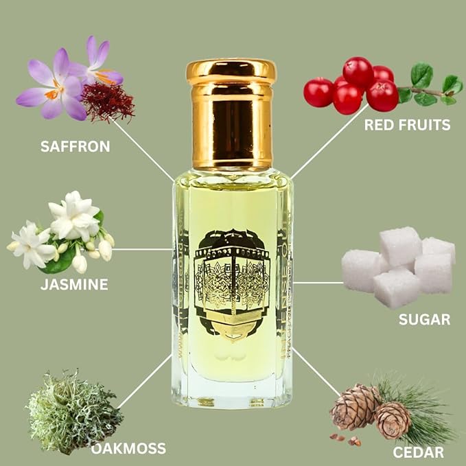 INTENSE OUD Rouje Long Lasting Arabian Perfume Oils for Women 12ML (0.40 OZ) Fragrance Oil with Sweet Red Fruits, Saffron & Woody Base - Luxury Concentrated Perfume Oil in Black Gift Box
