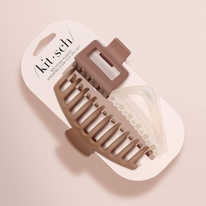 Kitsch Large Assorted Hair Clips for Women, Medium Open Shape Hair Claw Clips for Thick Hair, Small Open Shape Hair Clip & Big Claw Clip for Teen Girls | Ideal Gifts for Women, 3 pcs