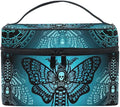 Makeup Bags, Gothic Blue Skull Moth Butterfly Makeup Organizer Bags Toiletry Bag Box Travel Cosmetic Bag Make Up Train Case for Women Teen Girl Ladies