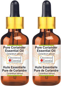 Greenwood Essential Pure Coriander Essential Oil (Coriandrum sativum) with Glass Dropper 100ml X 2 (6.76oz)