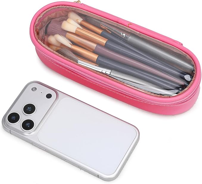 Montana West X Wrangler Travel Makeup Bag 2pcs Set Large Cosmetic Bag with Makeup Brush Holder Portable Make Up Organizer Cute Toiletry Bag with Divider and Handle for Women Gradient