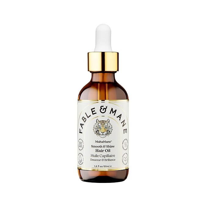 Fable and Mane MahaMane Smooth & Shine Hair Serum - Protective Oil Treatment for Dry, Damaged Hair. 1.8FL oz