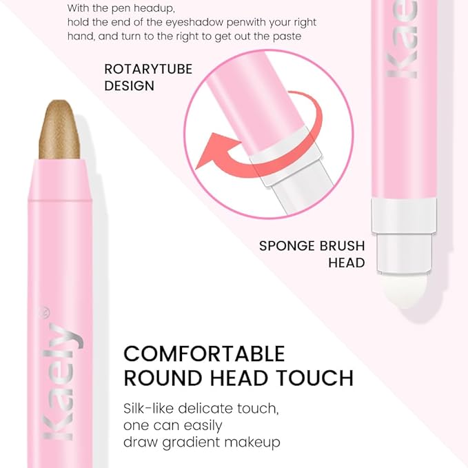 evpct 1Pcs Light Khaki Shimmer Cream Eye Shadow Brightener Sticks for Eyes, Double Ended Cream Eyeshadow Stick Pencil Pen with Applicator, Eye Shadow Palette Highlighter Makeup Waterproof Pigmented 04