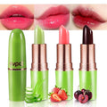 evpct 3Pcs Magic Color Changing Lipstick 24 Hours Original for Women Lasting Waterproof, Aloe Vera Strawberry Black Red Cherry PH Mood Permanent Hardpointing color changing Lipstick Tinted Lip balms