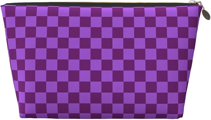 Womens Leather Makeup Bag Cosmetic Bag Travel Toiletry Bags Make Up Bags for Women Adult (Elegant Purple)