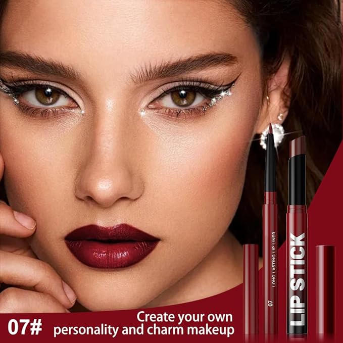 2Pcs 2 in 1 Matte Plum Lip Liner and Lipstick Combo Set for Women,Lipstick Stain Lip Liner for Daily & Party Long Lasting Waterproof Smudge Proof 24 Hour Full Coverage Vegan Lip Makeup Kit