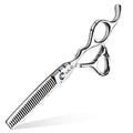 ULG Hair Thinning Scissors 6.7” Shark Series 100% Japanese Stainless Steel, Offset Handle, 30-Tooth Seamless Thinner 15% Hair Removal, Professional Barber Layering Shears for Salon & Home Hair Styling