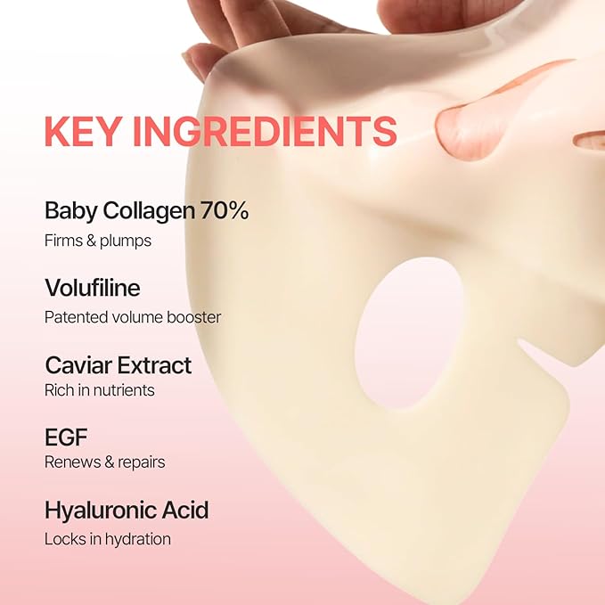 Glossy Collagen Fill Up Mask, Hydrating Hydrogel Face Mask, Firming, Elasticity, Radiance, Anti-Aging Skincare, Korean Beauty, Self Care Gift for Women | 1.48oz (42g) x 4ea